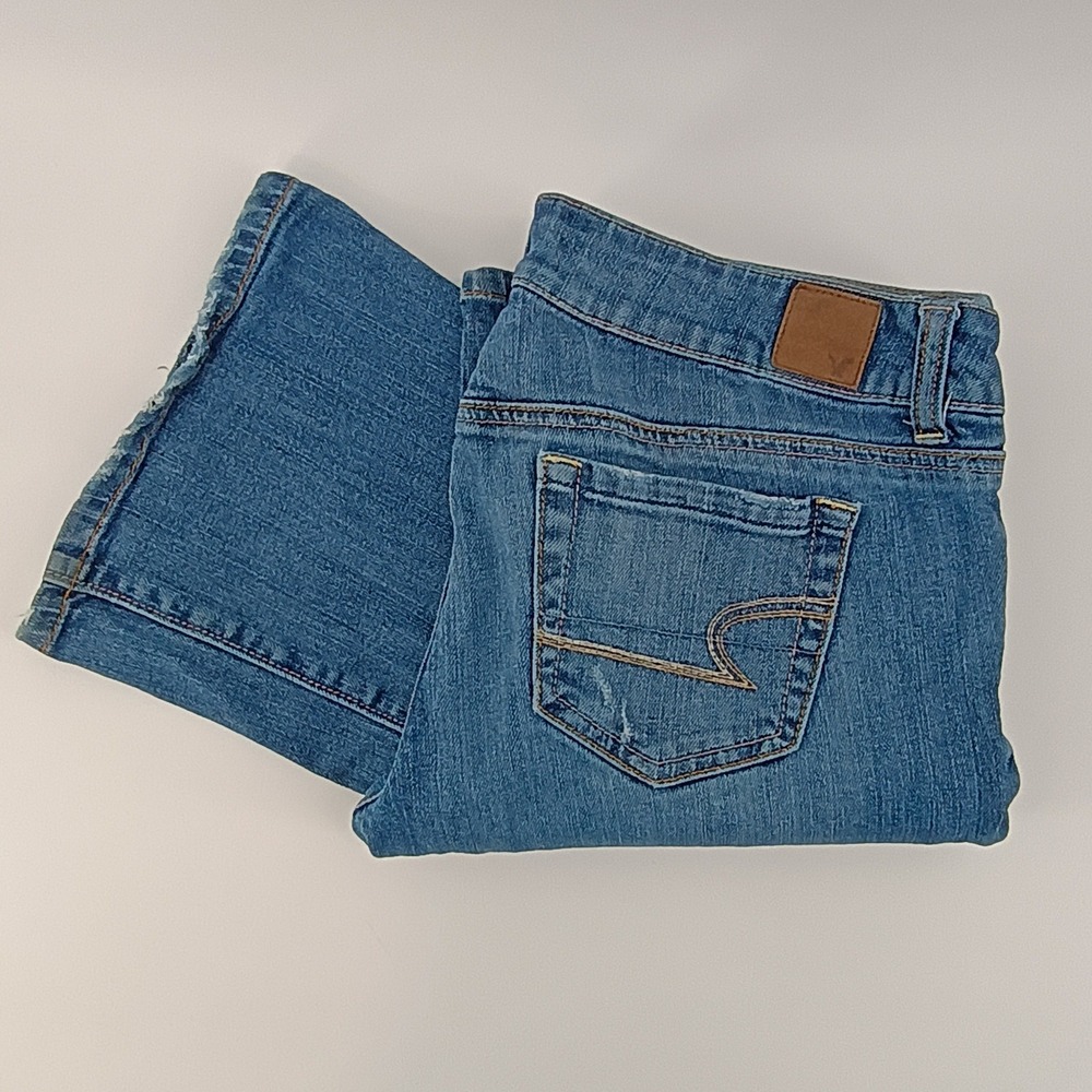 American Eagle Favorite Boyfriend Women 10 Blue Stretch Denim Jeans Y2K Casual